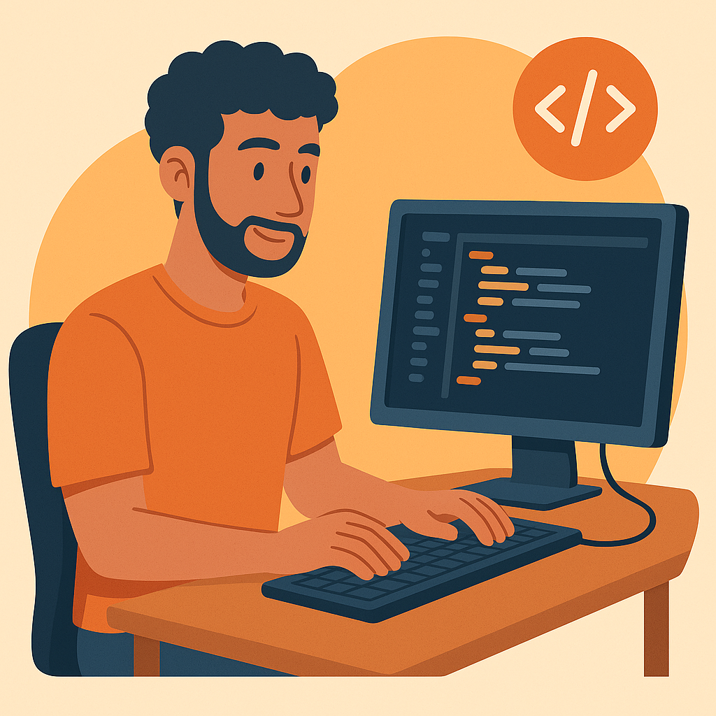 Mann am Programmieren